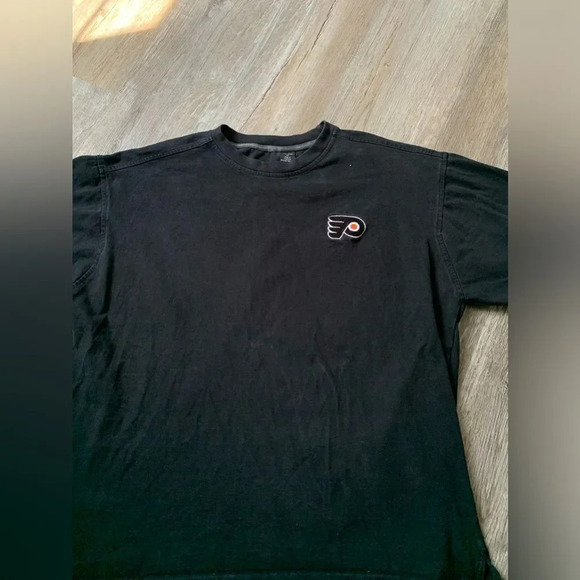 Philadelphia Flyers Hockey Logo Long Sleeve Cotton T-shirt Black Thick Size L XL - Picture 3 of 7